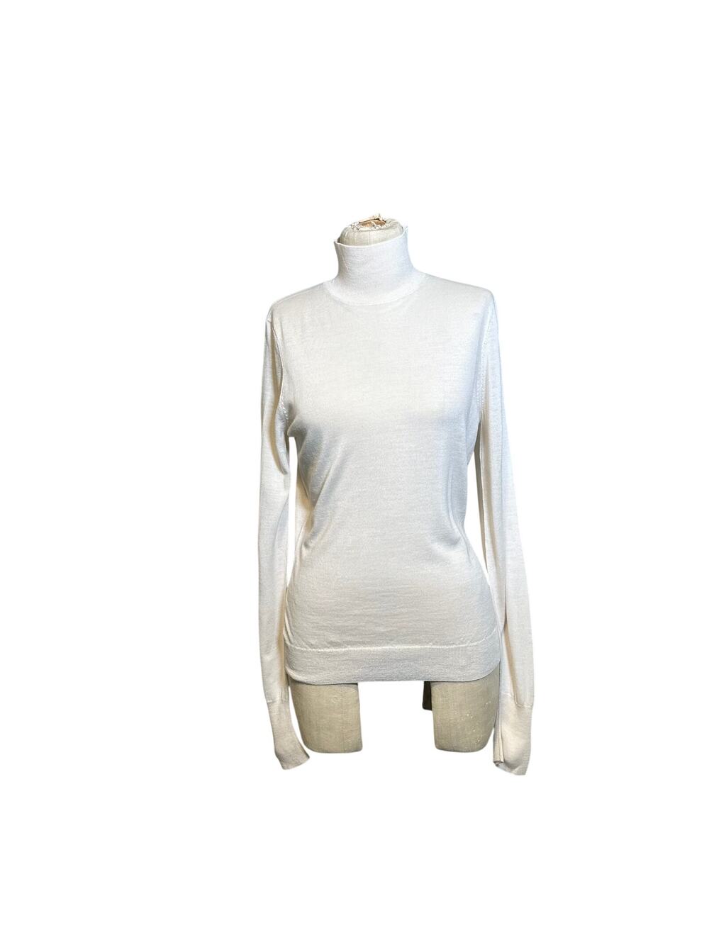 FRAME Slim Wool Turtleneck in Cream